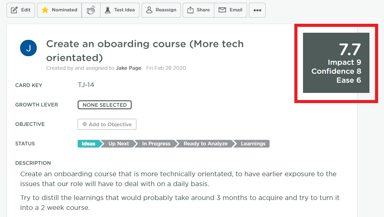 Prioritizing your Ideas with ICE